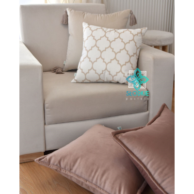 Arabeska beżowa poduszka dekoracyjna ze wzorem Słodkie Pastele - 2