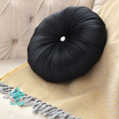 Black glam poduszka dekoracyjna okrągła z cyrkonią Słodkie Pastele - 4