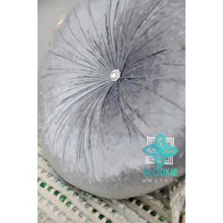 Grey glam poduszka dekoracyjna okrągła z cyrkonią Słodkie Pastele - 1