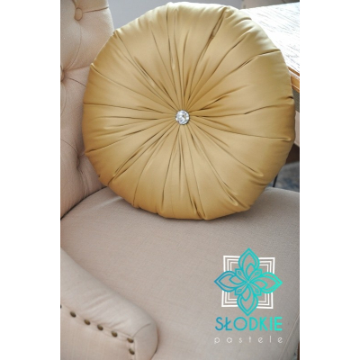 Gold glam poduszka dekoracyjna okrągła z żakardu z cyrkonią Słodkie Pastele - 2