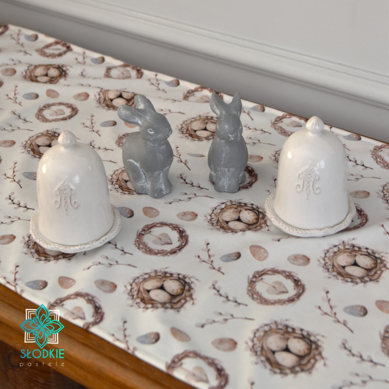 Wielkanocny Ogród bieżnik dekoracyjny na stół Słodkie Pastele - 1