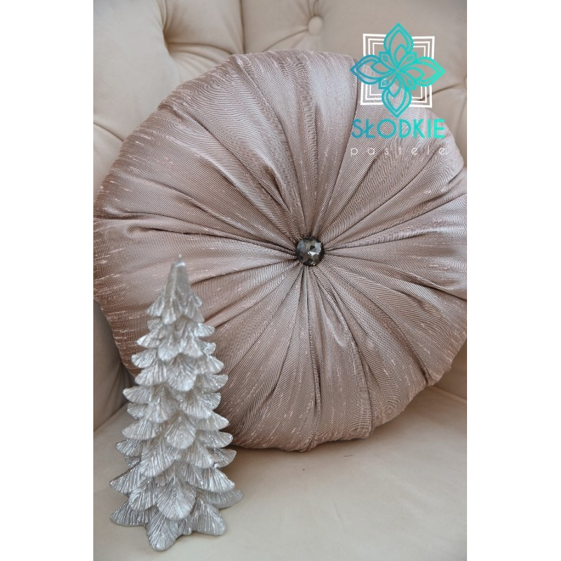 Celia poduszka dekoracyjna okrągła z żakardu z cyrkonią Słodkie Pastele - 1