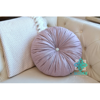 Wrzosowa poduszka dekoracyjna okrągła z żakardu z cyrkonią Słodkie Pastele - 2